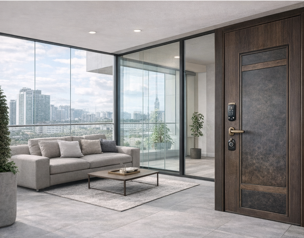 cam balkon ve çelik kapı